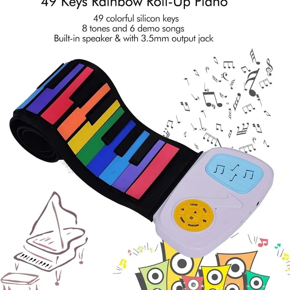 Red and Blue Roll-Up Learning Piano Toy